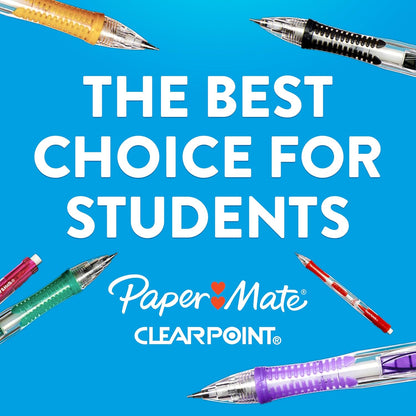 Paper Mate Clearpoint Mechanical Pencils 0.7mm HB #2 Less-Is-More Writing Tool, Clear Barrel and Neutral Black Finish, 4 Count
