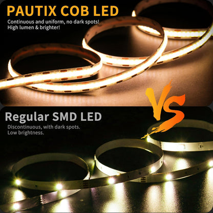 PAUTIX 5V Dimmable LED Strip Light – CRI90+ Accent Lighting for Above-Cabinet, Bookcase, and Rooftop Tent Interiors