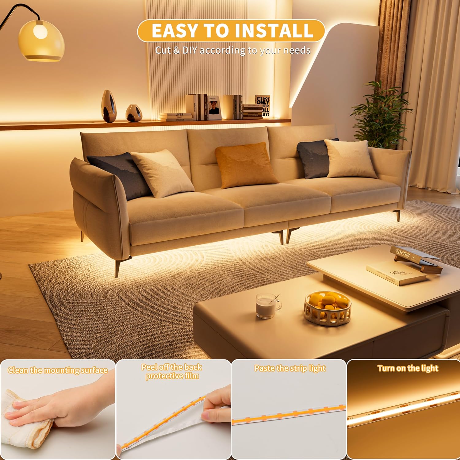 PAUTIX 5V USB COB LED Strip Light – Gaming Desk Accent Light for Immersive Play and Streaming