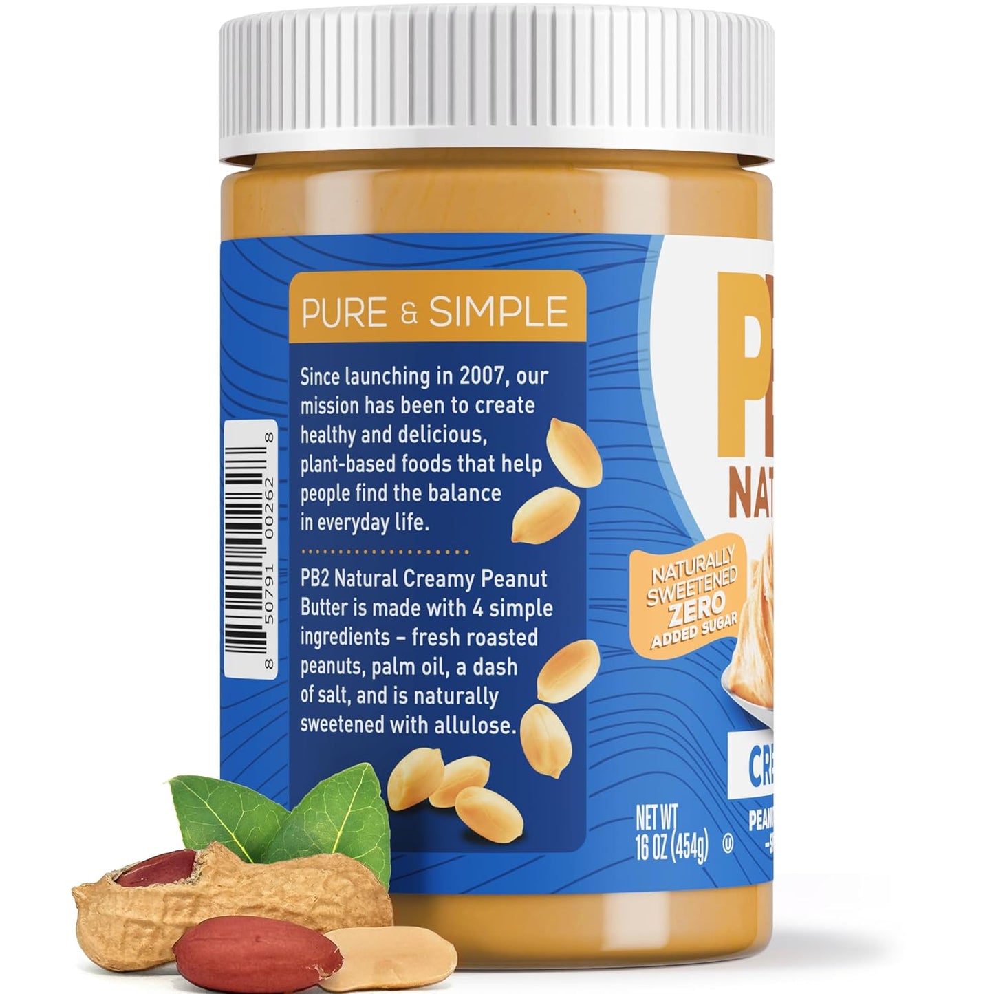 PB2 Natural Creamy Peanut Butter – Gym Bag and Adventure-Ready Nut Butter for Active Lifestyles, 16 oz Jar