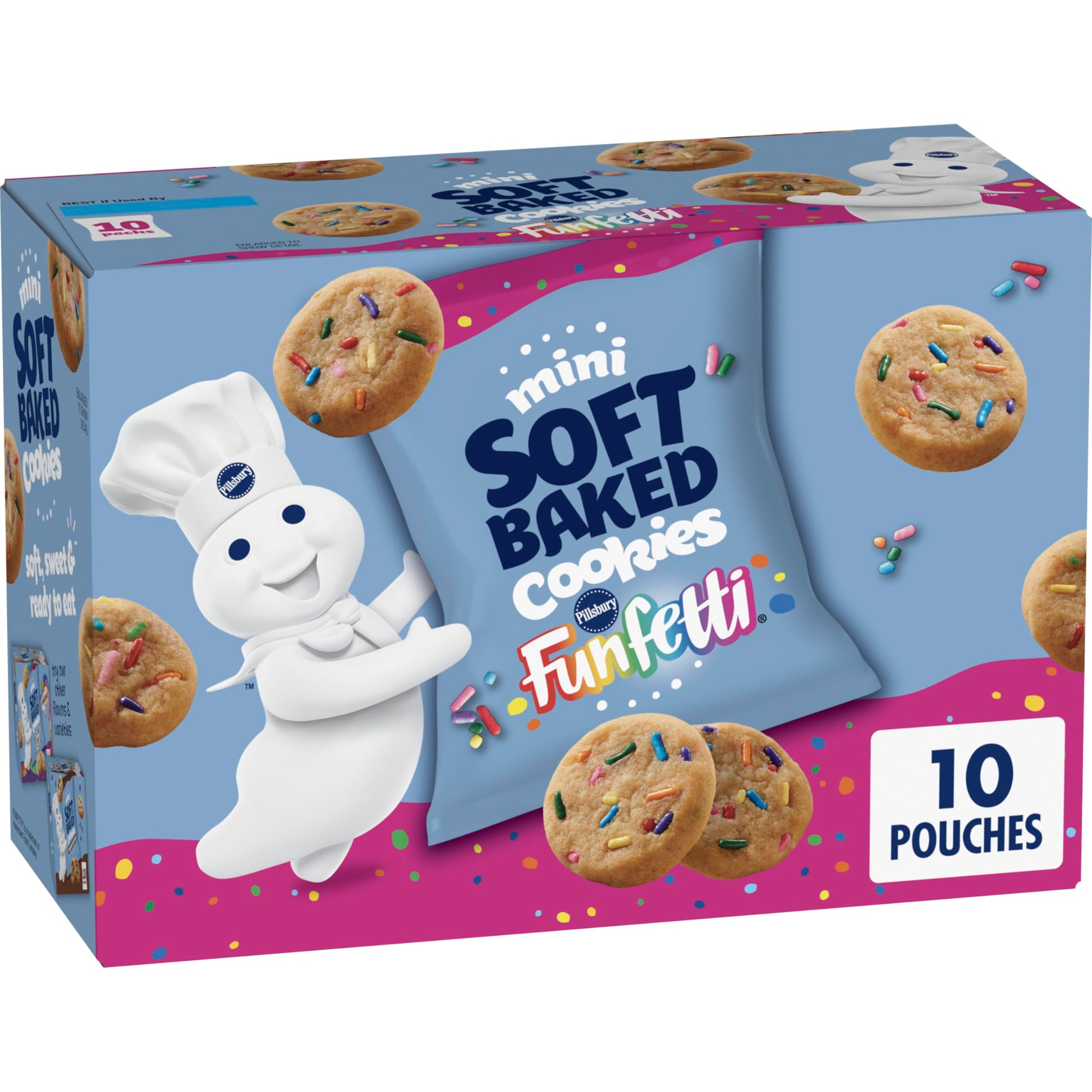 Pillsbury Mini Soft Baked Cookies – Crowd-Pleasing Snack for Kids' Birthday Parties, Gift Bags & Holiday Cookie Exchange, 10-Ct Box