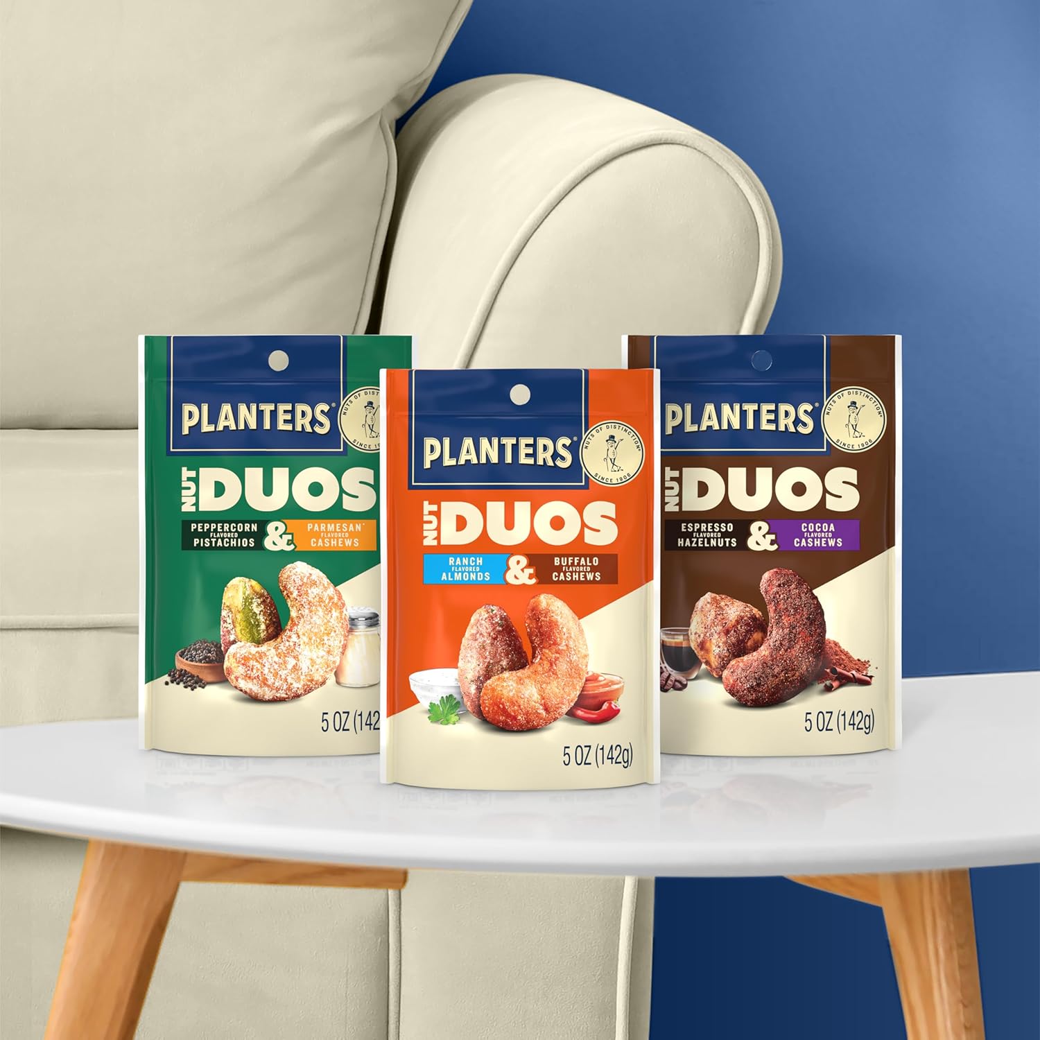 PLANTERS Nut Duos – School Safe Snack for Backpacks, Resealable Flavored Nut Bag 5oz