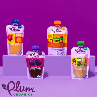 Plum Organics Organic Baby Food Pouches – Unsweetened and Unsalted Stage 1 Puree, No Salt No Sugar, 3.5 oz, 4-Pack