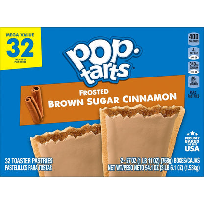 Pop-Tarts Toaster Pastries Frosted Cinnamon – Mindful Grab-and-Go Breakfast with Added B Vitamins, 32 Pack