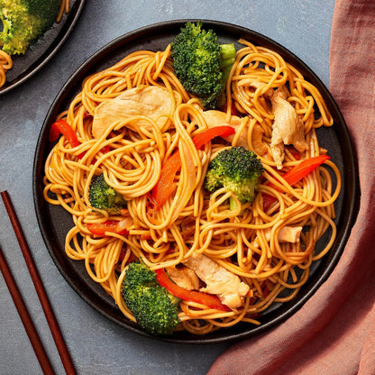 porous texture engineered to absorb rich lo mein sauces