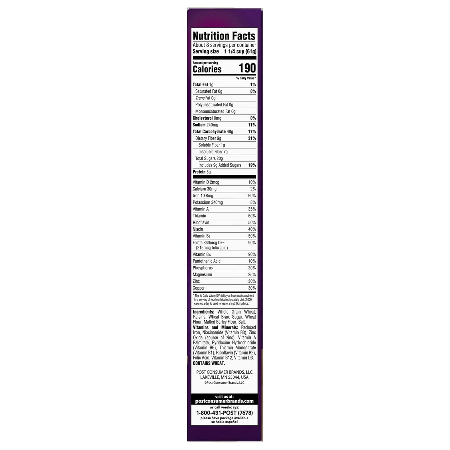 Post Raisin Bran Cereal – Kosher Family Breakfast Cereal Packed in a Pantry-Ready Box, 16.6 oz