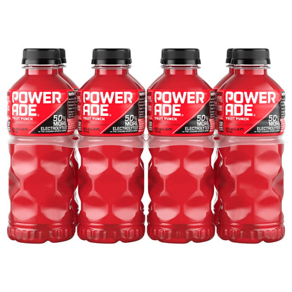 Powerade Fruit Punch – Zero-Sugar Hydration Option for Calorie-Conscious Workdays, 20oz 8 Pack