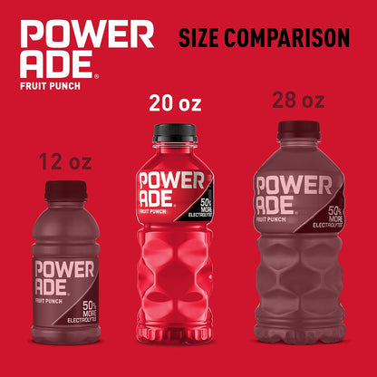 Powerade Fruit Punch – Zero-Sugar Hydration Option for Calorie-Conscious Workdays, 20oz 8 Pack