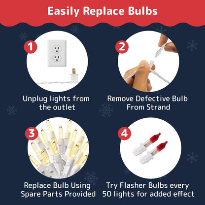 PREXTEX White Wire String Lights as a Ready-to-Give Holiday Gift for Mom, Newlyweds, and First-Time Homeowners, 50 Count