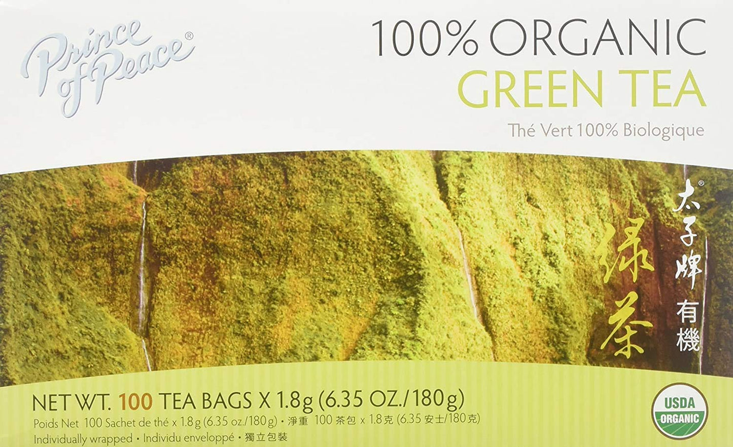 Prince of Peace Organic Green Tea, 100 ct – Single-Ingredient Organic Brew for Minimalist Wellness Enthusiasts