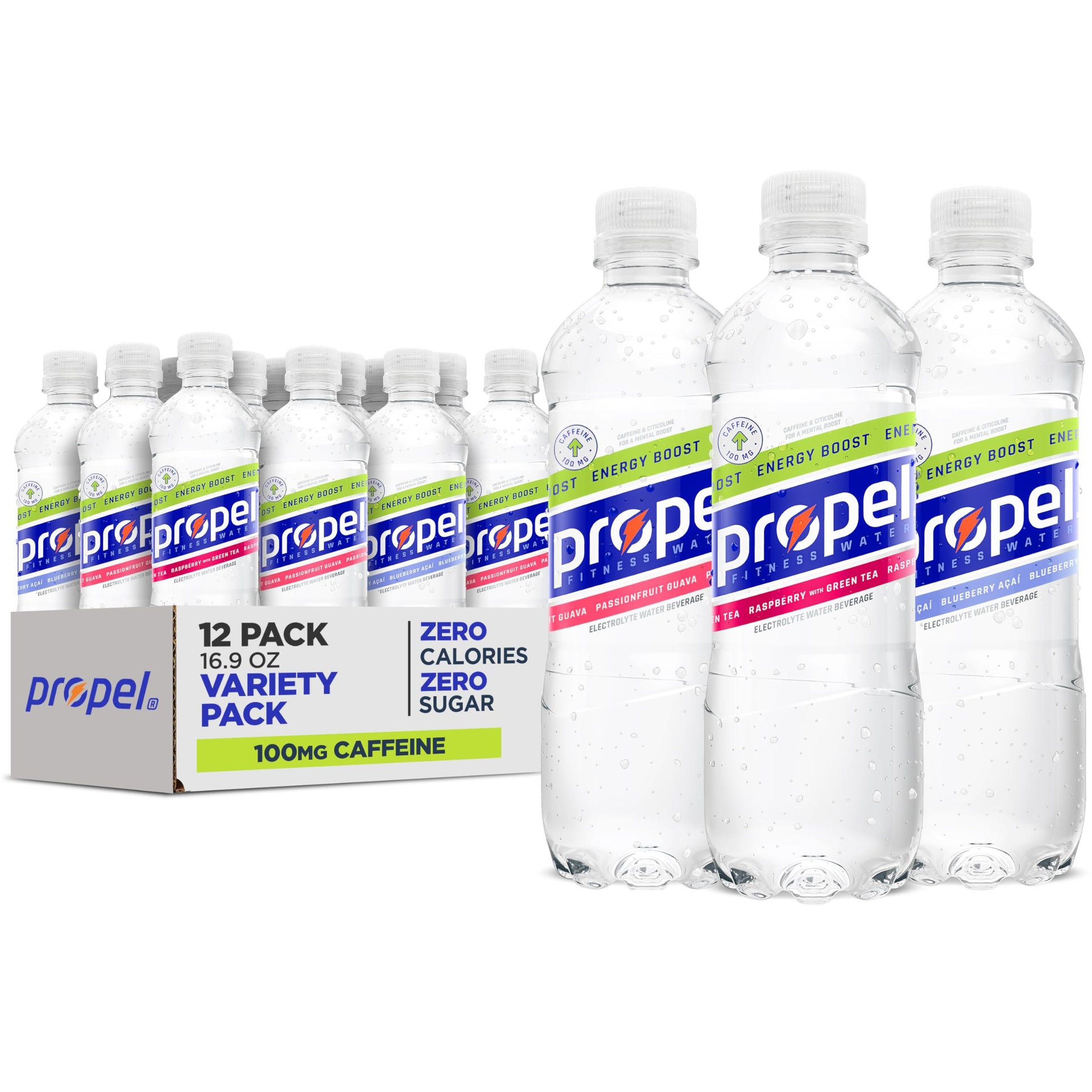 Propel Energy Boost Flavored Water – Birthday Gift for the Busy Professional Who Avoids Sugary Energy Drinks, 12 Pack Variety