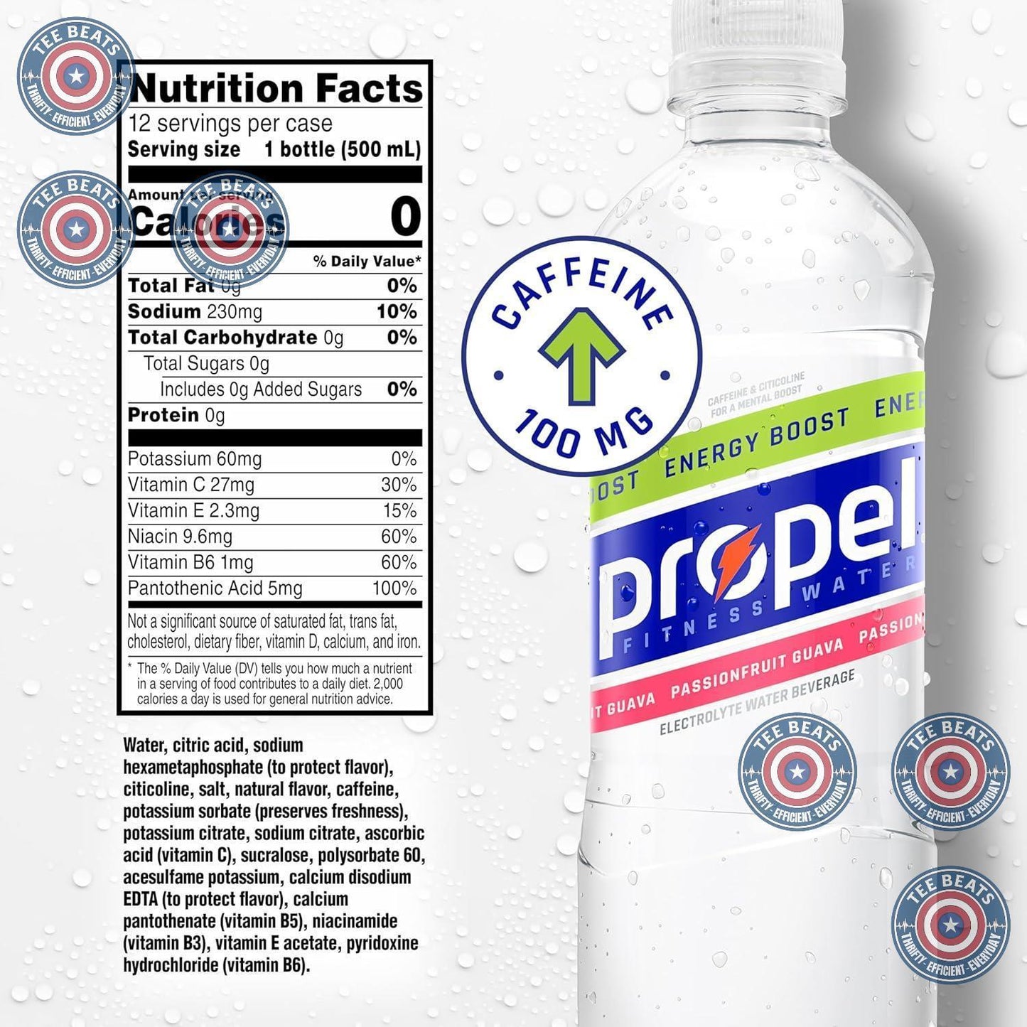 Propel Energy Boost Flavored Water – Birthday Gift for the Busy Professional Who Avoids Sugary Energy Drinks, 12 Pack Variety