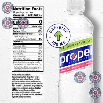 Propel Energy Boost Flavored Water – Birthday Gift for the Busy Professional Who Avoids Sugary Energy Drinks, 12 Pack Variety