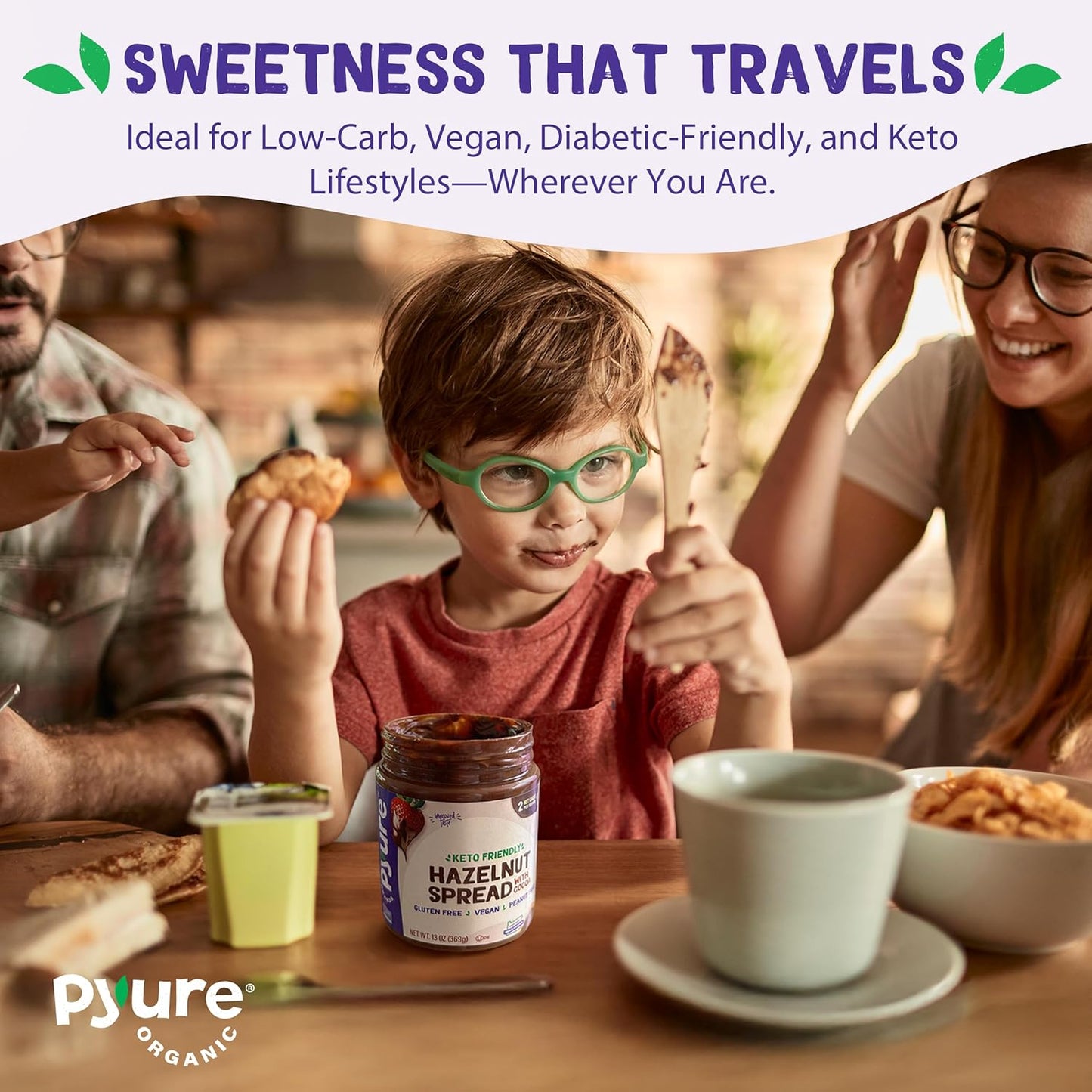 Pyure Nutella Alternative | Resealable 13 oz Jar for Restraint-Focused Low-Carb Counters