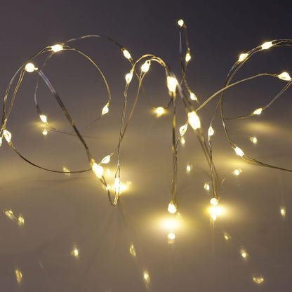 QBIS Battery Fairy Lights Warm White – 6.5ft Silver Wire Mason Jar Lights for Fireplace Glow and Window Sill Ambiance