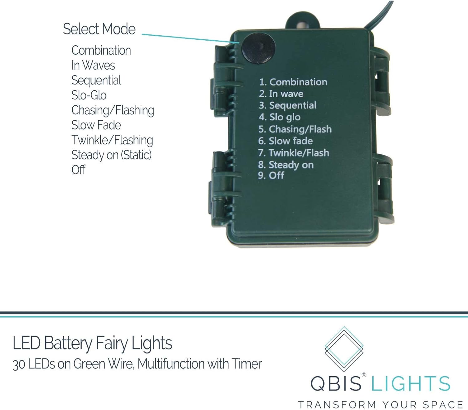 QBIS Battery Operated Outdoor Lights – 100 LED String for Rooftop Gutters, Pergola Beams, and Garden Pathways