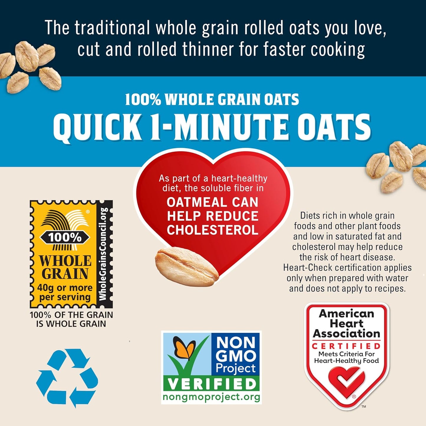 Quaker Quick 1-Minute Whole Grain Oats – Two-Bag Resealable Box for Simple Portion-Controlled Storage