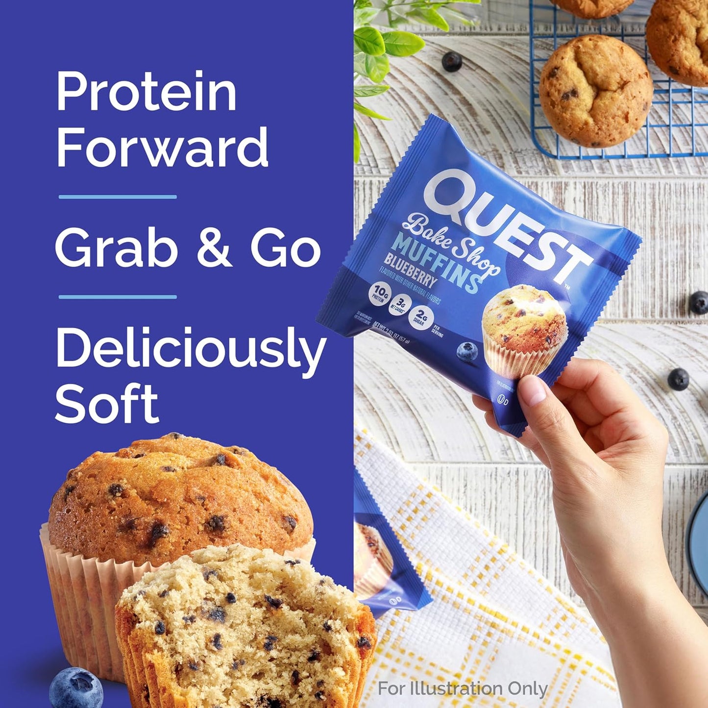 Quest Bake Shop Blueberry Muffins – On-the-Go Snack for Kids' Sports, Picnics, and Outdoor Practices, 4 Count