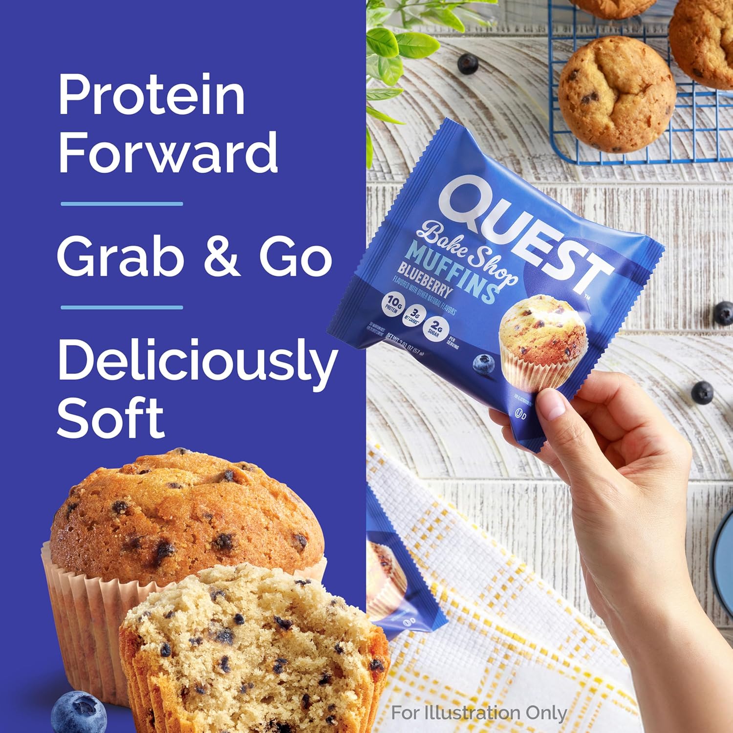 Quest Bake Shop Blueberry Muffins – On-the-Go Snack for Kids' Sports, Picnics, and Outdoor Practices, 4 Count