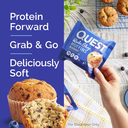 Quest Bake Shop Blueberry Muffins – On-the-Go Snack for Kids' Sports, Picnics, and Outdoor Practices, 4 Count