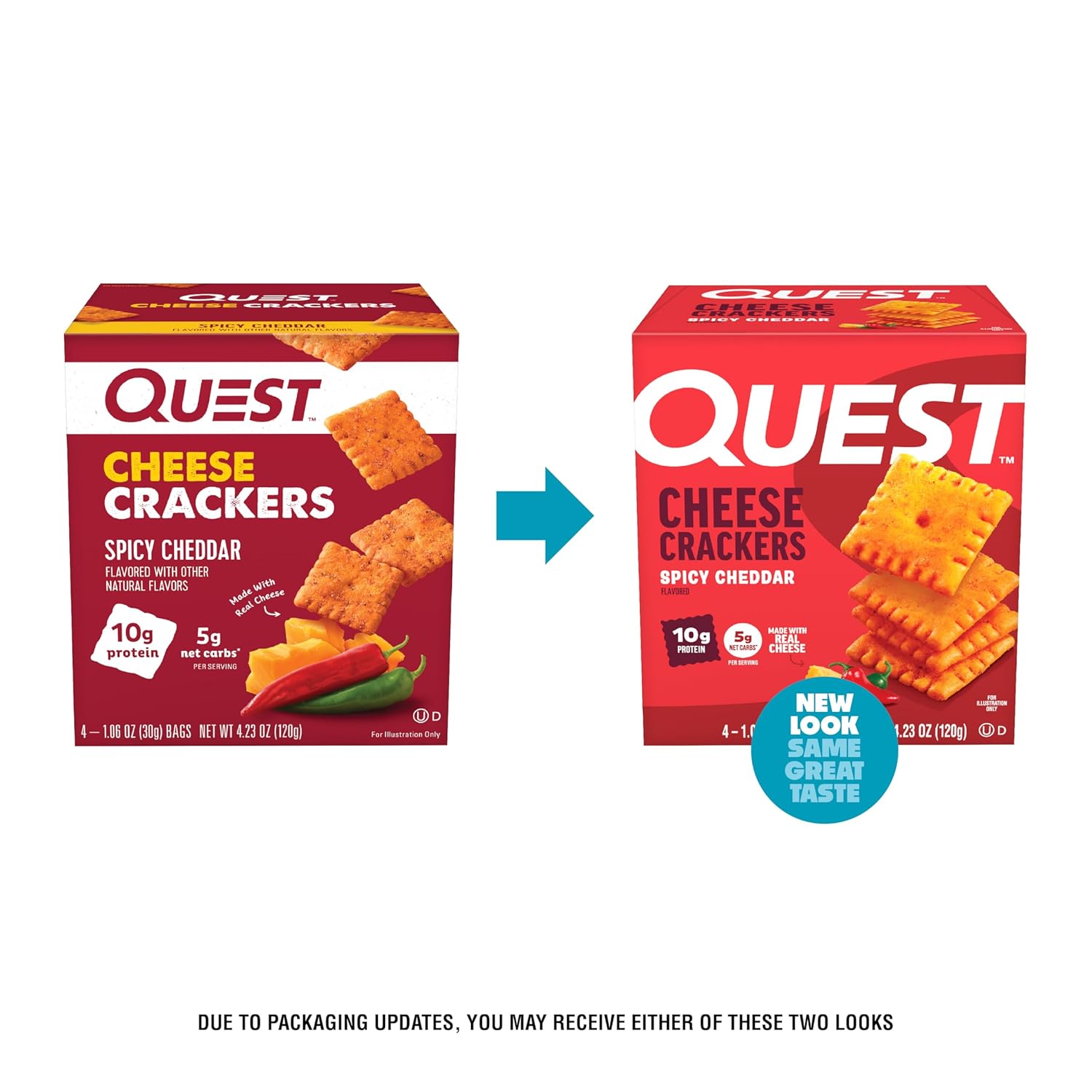 Quest Nutrition Cheese Crackers – Grab-and-Go Savory Bites for Post-Workout Recovery, 5g Net Carbs 4-Count