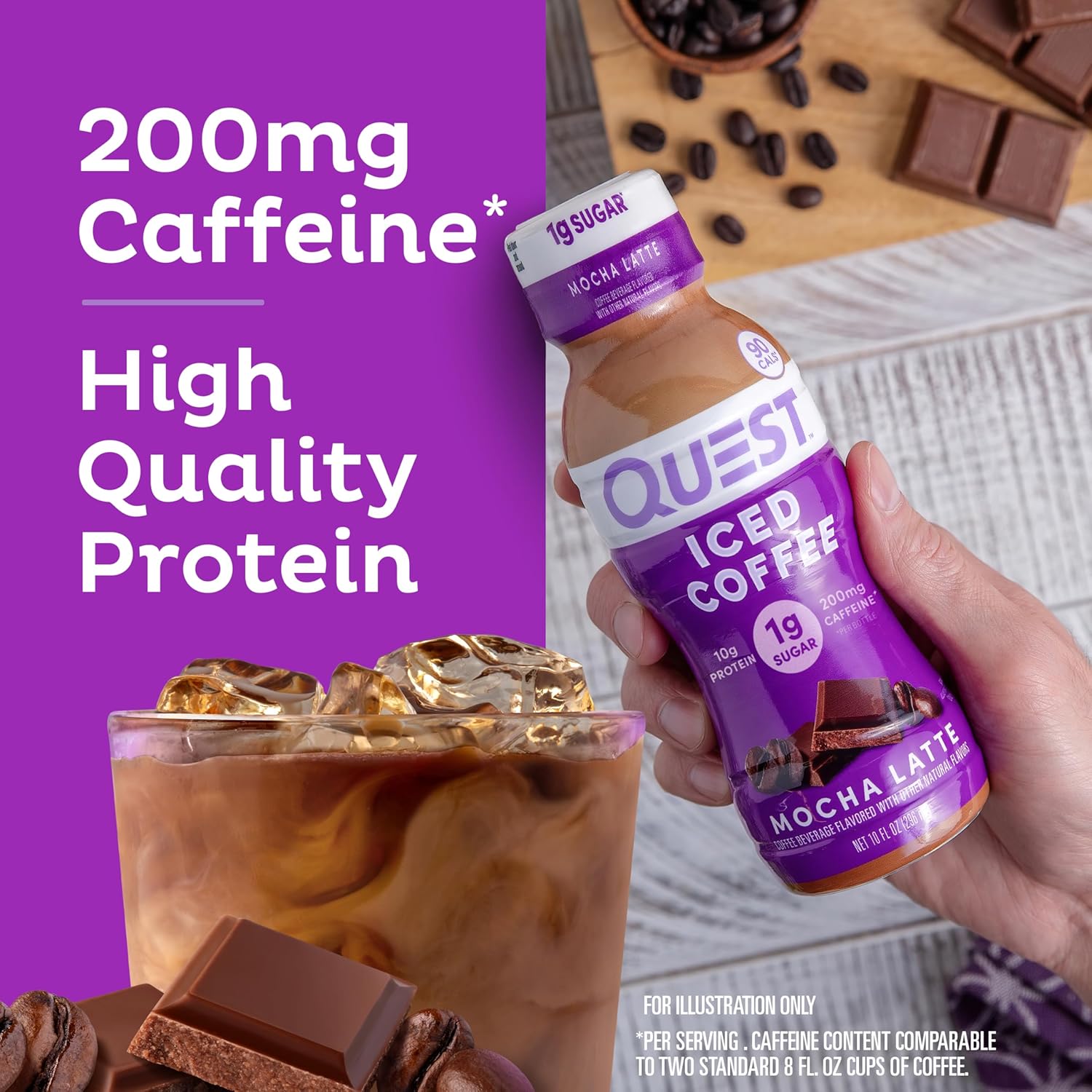 Quest Nutrition Iced Coffee Protein Shake Stocking Stuffer for Gym-Goers and Keto Dieters, 200mg Caffeine Holiday Gift