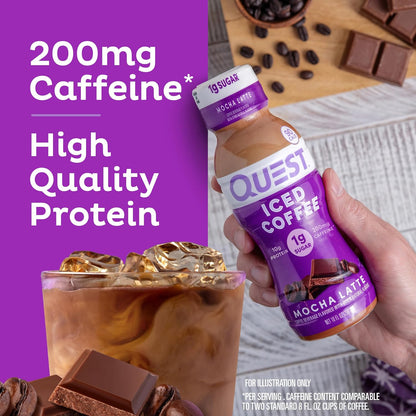 Quest Nutrition Iced Coffee Protein Shake Stocking Stuffer for Gym-Goers and Keto Dieters, 200mg Caffeine Holiday Gift