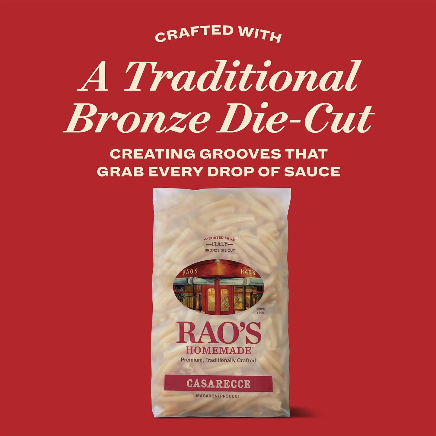 Rao's Homemade Casarecce Dry Pasta, 16oz Slow-Dried and Bronze Die Cut, a Pure Italian Ingredient for Clean-Eating Home Kitchens