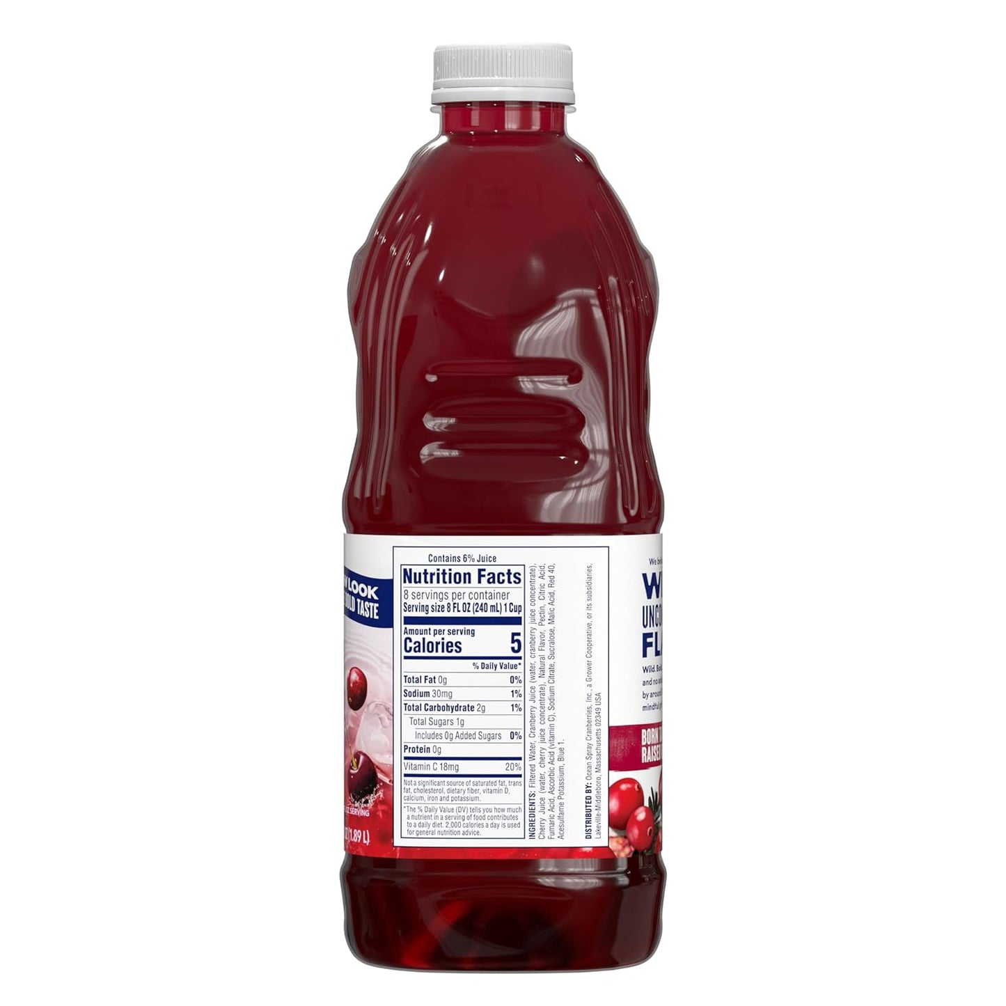 real fruit juice base (cranberry, cherry, mango, or pomegranate depending on variant)