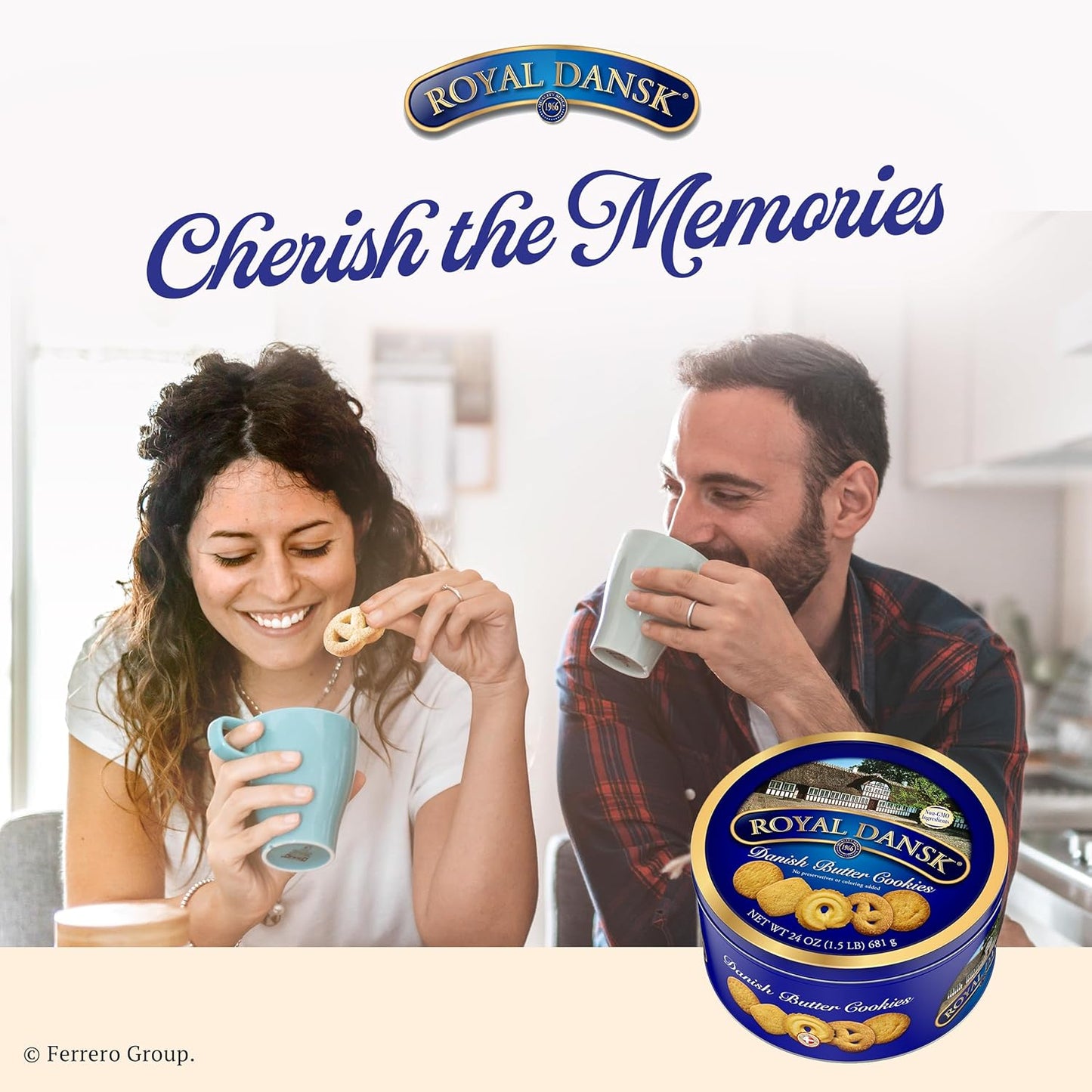Royal Dansk Danish Butter Cookies – High-End Danish Heritage Recipe in Iconic Blue and Gold Tin, Elegant Table-Side Display Cookies for Entertaining