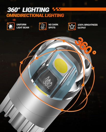 SEALIGHT 6000K White 194 T10 Wedge LED Bulb 10-Pack – Cool-Touch LED Interior Lighting to Prevent Accidental Burns in Trunk and Door Areas