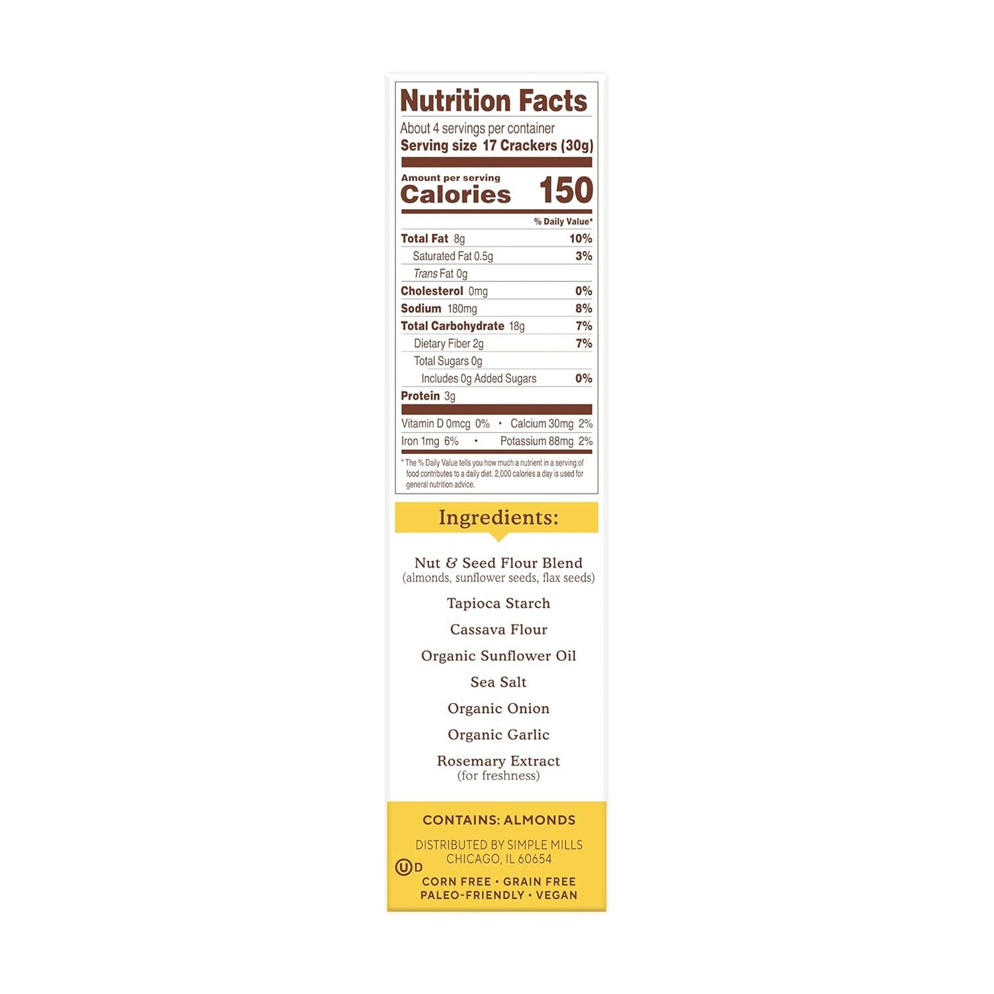 Simple Mills Almond Flour Crackers – Gluten-Free School Snack for Backpack Staples