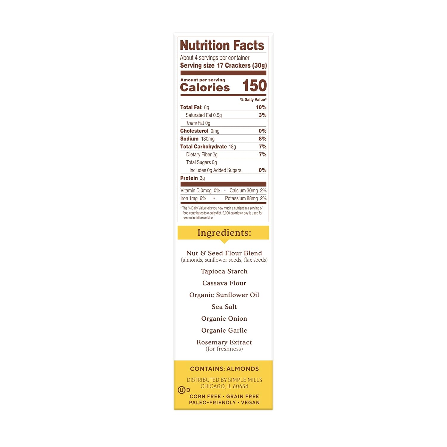 Simple Mills Almond Flour Crackers – Gluten-Free School Snack for Backpack Staples