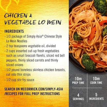 Simply Asia Lo Mein Noodles, Chinese Style – Thick Sauce-Absorbing Texture for Authentic Lo Mein at Home