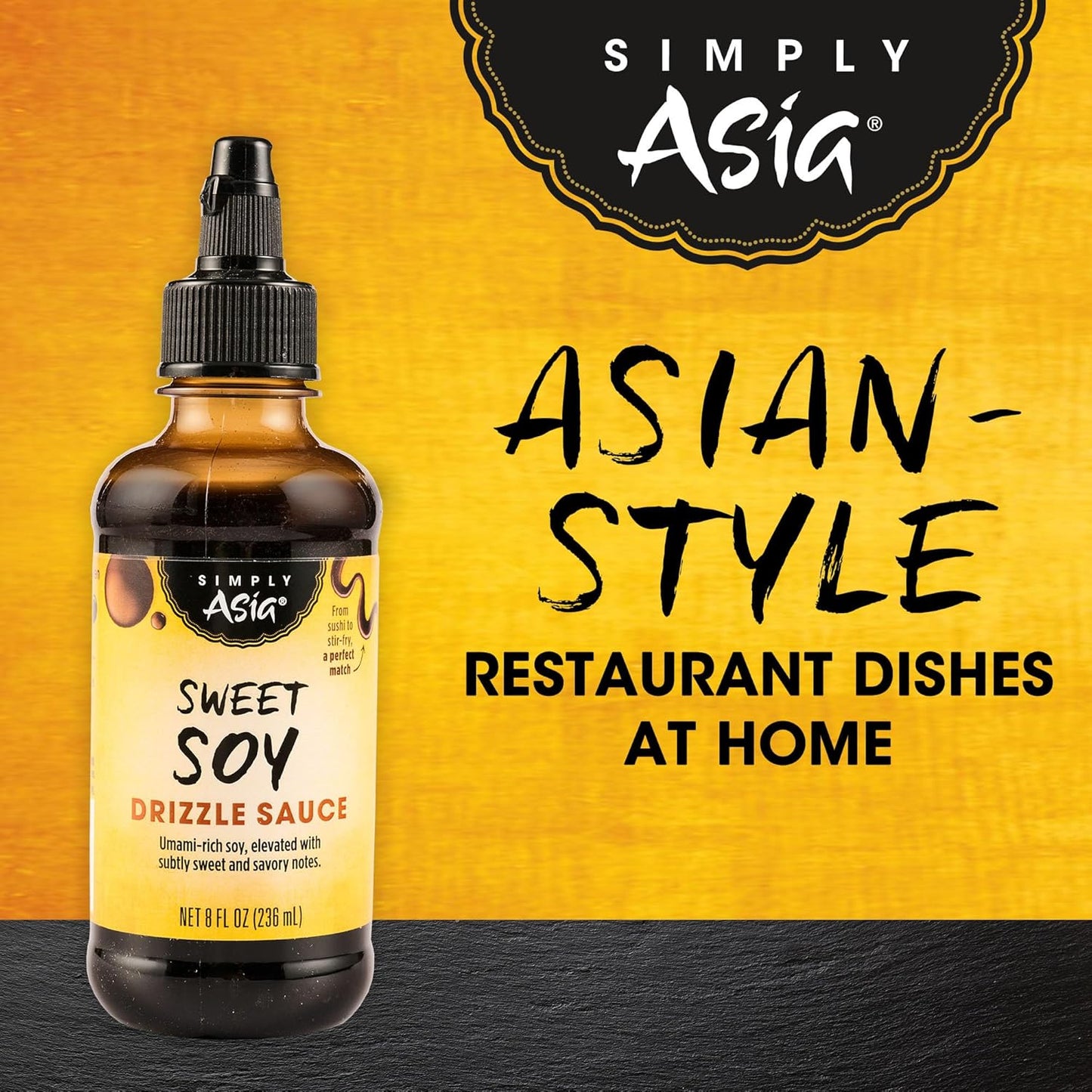 Simply Asia Sweet Soy Drizzle Sauce — Better-For-You Gluten-Free Drizzle for Balanced Home Cooking, 8 fl oz