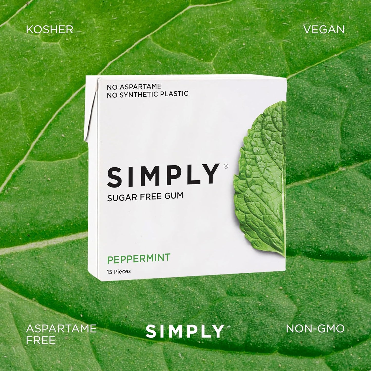 SIMPLY Gum Peppermint Xylitol Chewing Gum – Holistic Breath Care for Health-Conscious Adults, Natural Tree Sap Base with No Artificial Sweeteners