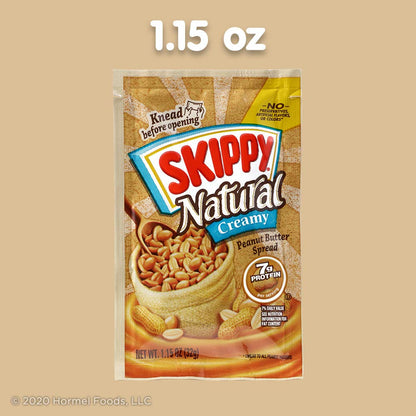SKIPPY Natural Peanut Butter Squeeze Pouches – Worry-Free Snack for Kids' Lunchboxes, Sports Practice, and Family Road Trips, 8 Count 1.15 Oz