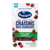 Ocean Spray Craisins 50% Less Sugar Dried Cranberries – Quick Energy Boost Between Meetings, 5 oz Pouches, 12 Count