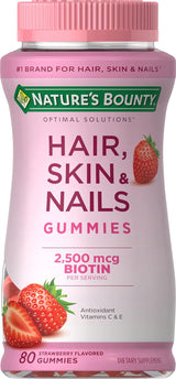 Nature's Bounty Optimal Solutions Hair Skin & Nails Gummies – Sophisticated Beauty-from-Within Chewable for the Discerning Woman, 140 Count