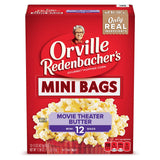 Orville Redenbacher's Microwave Popcorn Mini Bags Movie Theater Butter – Wholesome Whole Grain Wind-Down Snack at 200 Calories Per Bag, 12-Count Box