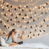 GloDream 33Ft Photo Display Lights for Kids - Battery Powered LED String with 50 Clips for Bedroom, Dorm, and Teen Girl Room Décor