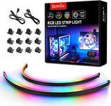NEON Magnetic Addressable RGB Strip Kit – Creative Gifting Idea for Content Creators & Twitch Streamers, 2x15.7in with Splitter & Extension