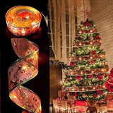 ANJAYLIA Starry Ribbon Lights – Farmhouse Christmas Decor for Dining Room and Stair Banister, 32ft Battery Operated Mesh Garland