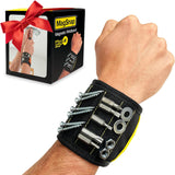 MagSnap Magnetic Wristband by Wrap-It Storage - Red Accent Magnetic Wristband, Compact Hardware Holder With a Pop of Color