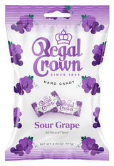 Regal Crown Sour Grape Candy | Classroom Treat and Trick-or-Treat Handout for Kids | Sealed Individually Wrapped Hard Candy, 6.25oz Peg Bag