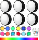 Brilliant Evolution Cordless Puck Lights in White Finish, Simple Push Button Design for Uncluttered Bedroom and Wardrobe