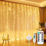 Minetom Fairy Curtain Lights for Pergola and Gazebo – IP44 Waterproof, 9.8ft Outdoor String with Remote