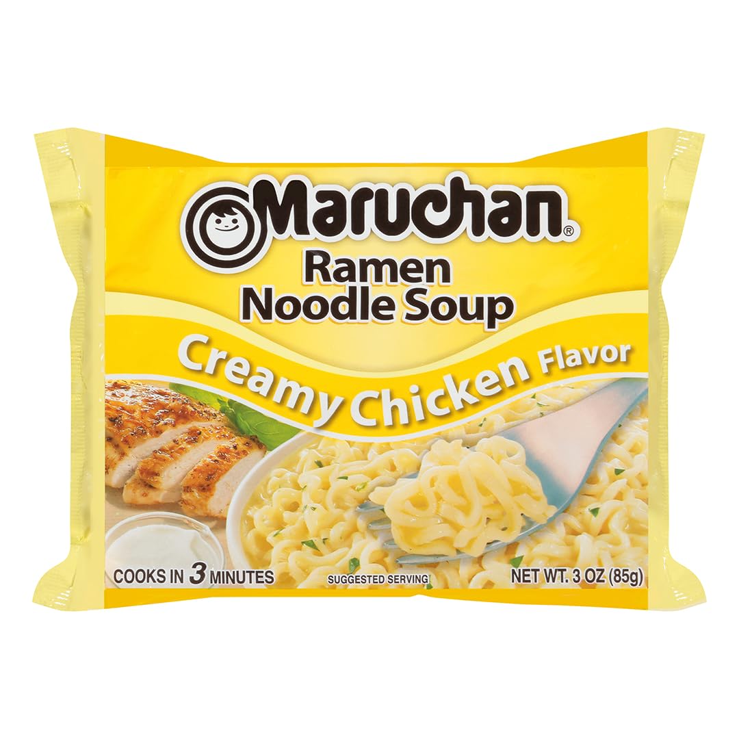 variety of 4 flavors: chicken, shrimp, beef, creamy chicken
