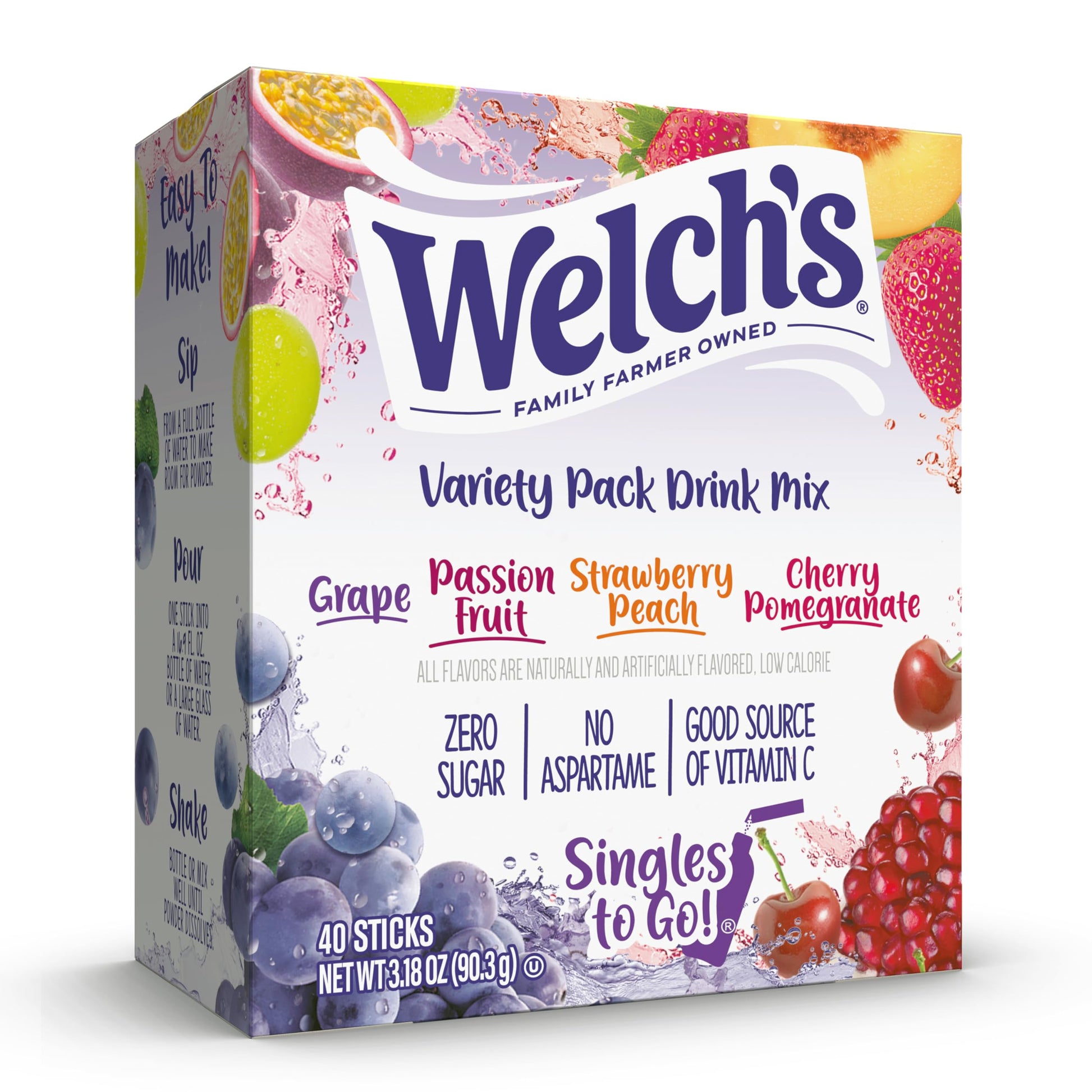 Welch's Singles To Go Powdered Water Flavoring - Single Serve Stick Packs as a Holiday Gift for Teachers, Coworkers, and Travelers