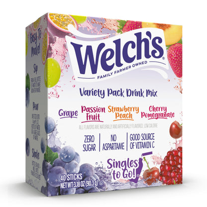 Welch's Singles To Go Powdered Water Flavoring - Single Serve Stick Packs as a Holiday Gift for Teachers, Coworkers, and Travelers